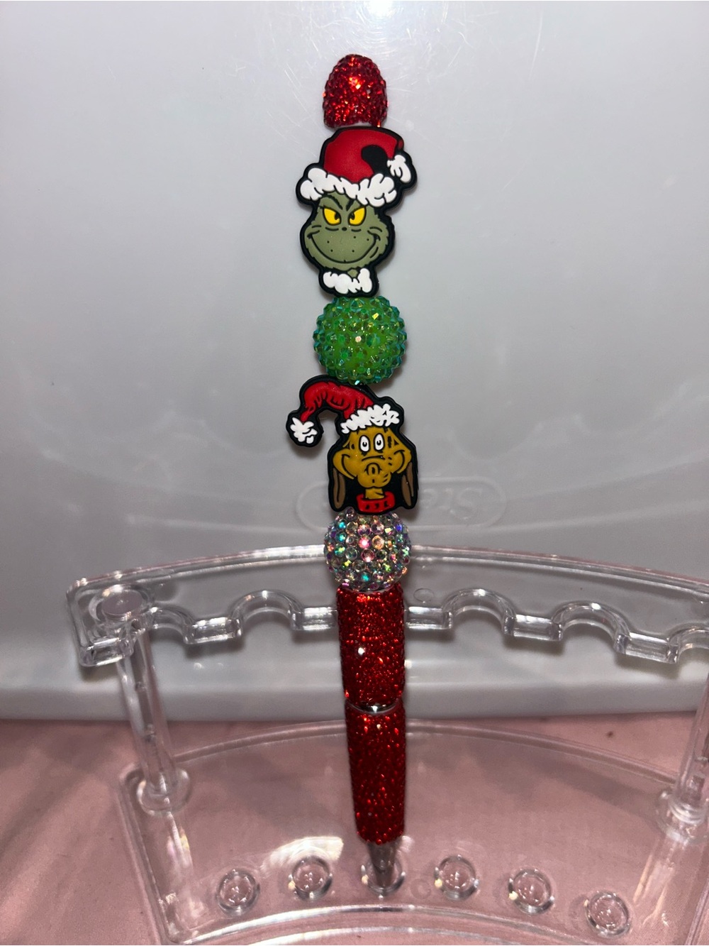 The grinch beaded pen